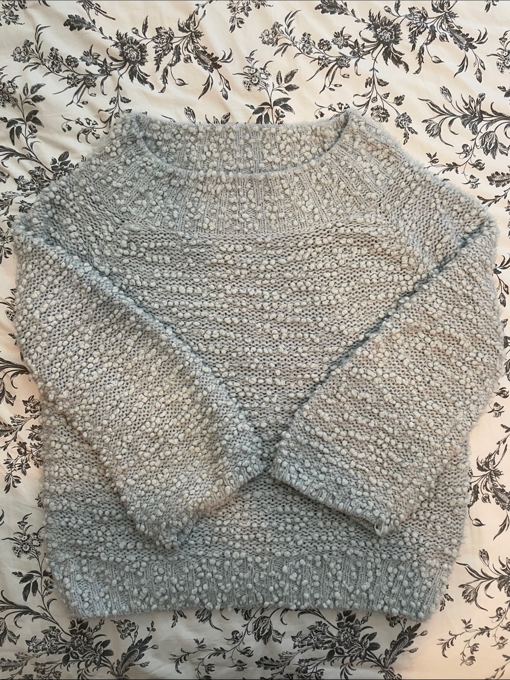 Billabong Light Grayish blue Textured Boucle Crewneck Sweater